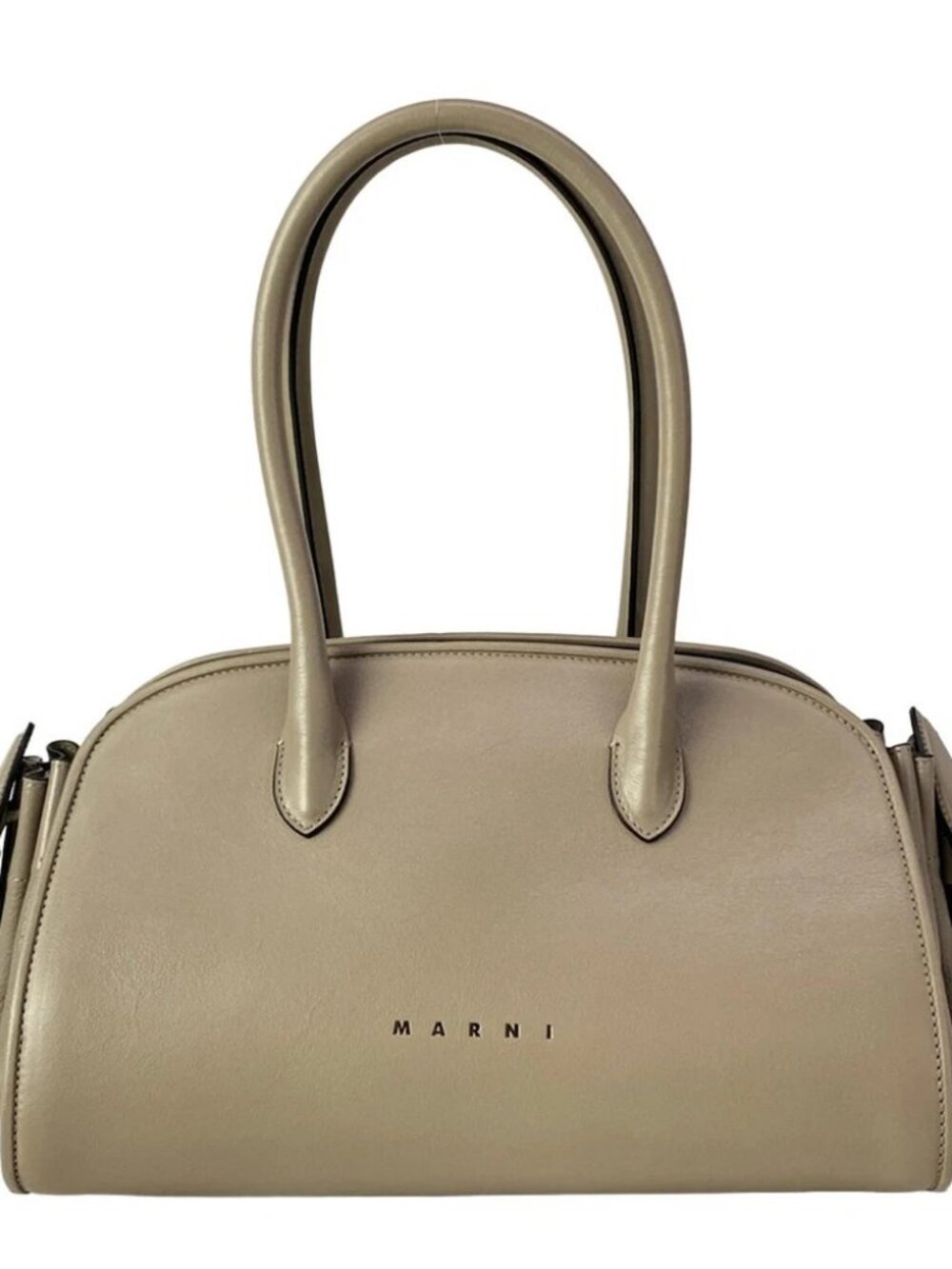 MARNI TULIPEA Small Top-Handle Bag BMMP0167U0 Gray Beige Leather Tote Bag
